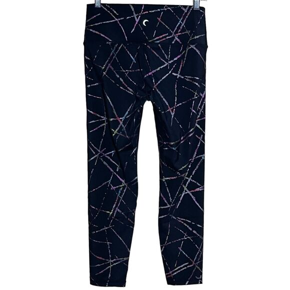 Zyia Active Black Abstract High Rise 7/8 Leggings 80’s Retro Workout Size 8-10 - Picture 4 of 8